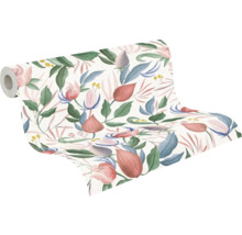 Tapetrulle med blommor och blad