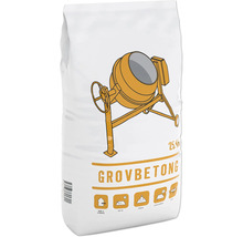 Säck grovbetong med betongblandarillustration, 25 kilogram