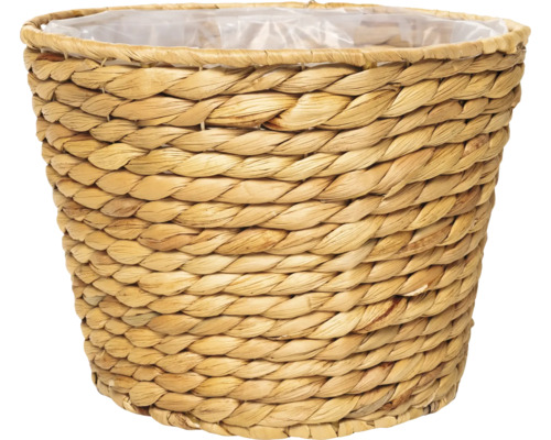 Korgkruka vattenhyacint 27x27x20cm brun Flätad blomkruka av naturmaterial med plastinsats