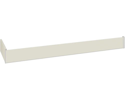 En sidopanel för en hylla för stabilisering och som en sidobegränsning av en hylla.