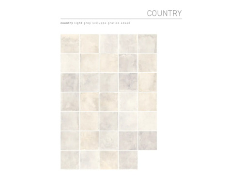 Kakel i ljusgrått i lantlig stil, grafisk Sviluppo, format 60x60