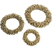 Tre dekorativa kransar av rotting