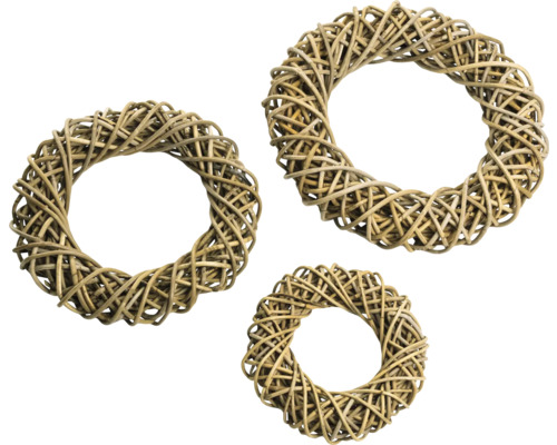 Tre dekorativa kransar av rotting