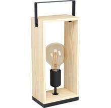 Dekorativ bordslampa med träram och glödlampa