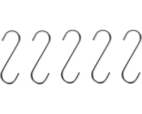 Krokar CENTA rostfritt stål matt 5st Fem S-krokar i metall