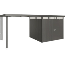 Metallförråd med carport för utomhusbruk