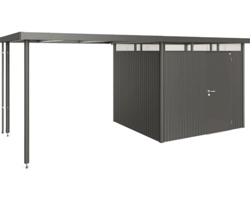 Metallförråd med carport för utomhusbruk