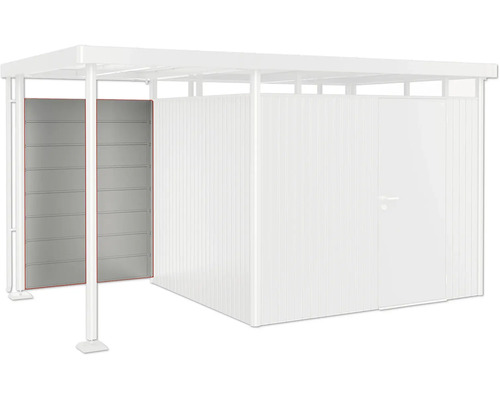 Bakvägg för sidotak BIOHORT HighLine Stl. S 2-5 134x181cm kvartsgrå-metallic Vy över en verktygslåda med fästelement
