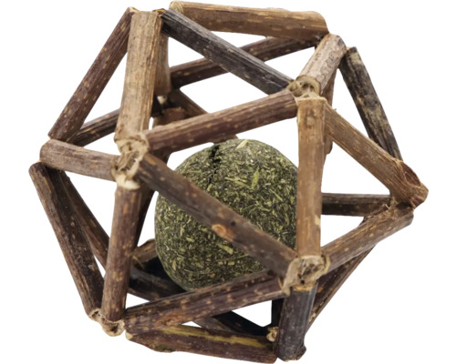 Kattleksaksboll av trä med kattmynta