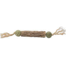 Kattleksak med träbit, två kattmyntabollar och fransar