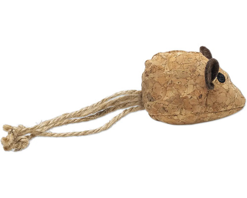 Leksaksmus av kork med repsvans