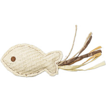 Katt leksak fisk gjord av flätat material med hängen