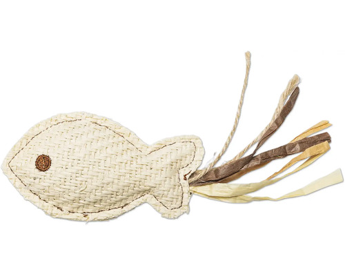 Katt leksak fisk gjord av flätat material med hängen