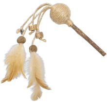 Katt leksak med fjädrar, kulor och träbitar