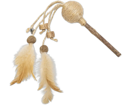 Katt leksak med fjädrar, kulor och träbitar