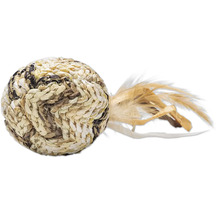 Katt leksaksboll av sjögräs med fjädrar