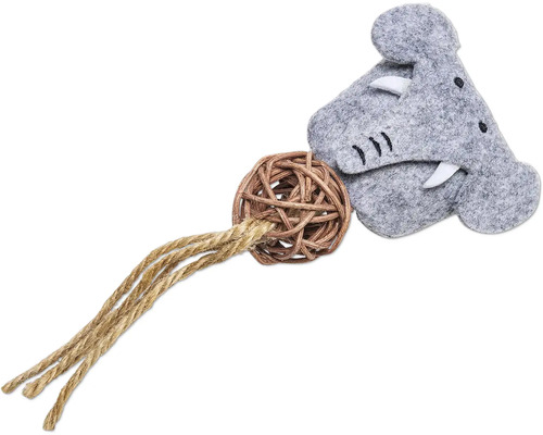 Kattleksak med filtfodrad flodhästhuvud, pilkula och rep