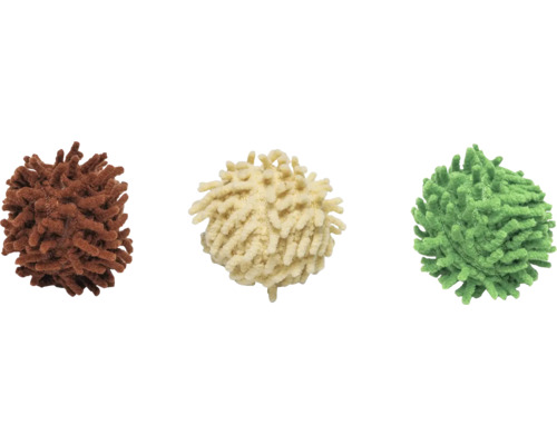 Tre dekorativa bollar av chenille