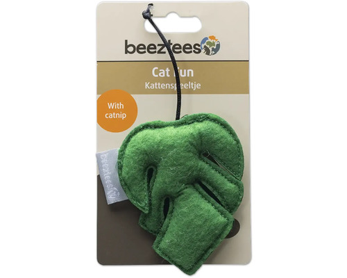 Beeztees logotyp. Kattleksak blad med kattmynta