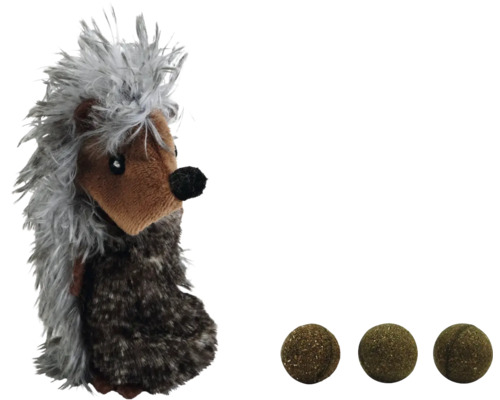 Leksaksigelkott med tre kattmyntabollar