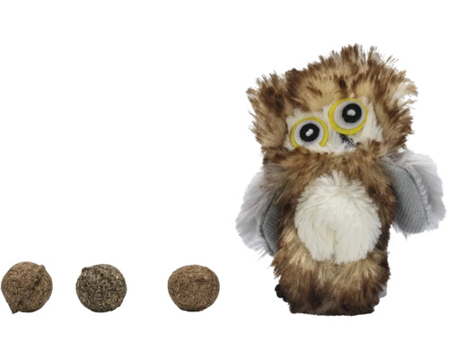 Plyschuggla med leksaksbollar