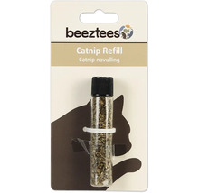 Beeztees Logo. Kattmynta refill i transparent flaska med svart lock.
