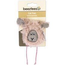 Beeztees Logo. Kattleksak i form av ett får med snören.