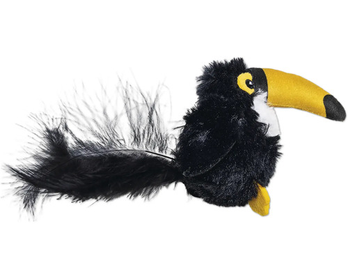 Tukan som kattleksak med fjädrar