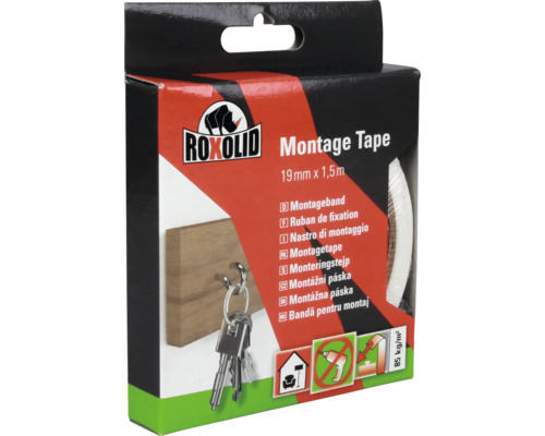 Roxolid monteringstejp, 19 mm x 1,5 m, förpackning