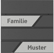 Husnummerplatta med texten Familj Muster