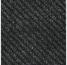 Detaljvy av en svart heltäckningsmatta med melerad effekt