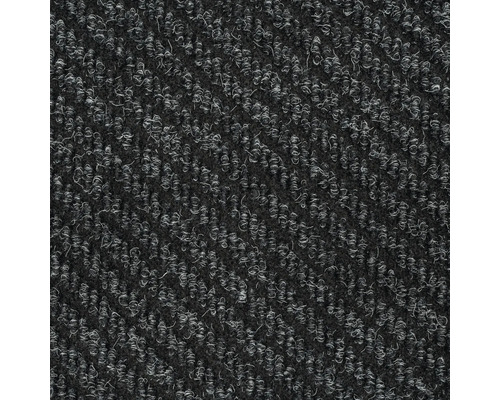 Detaljvy av en svart heltäckningsmatta med melerad effekt