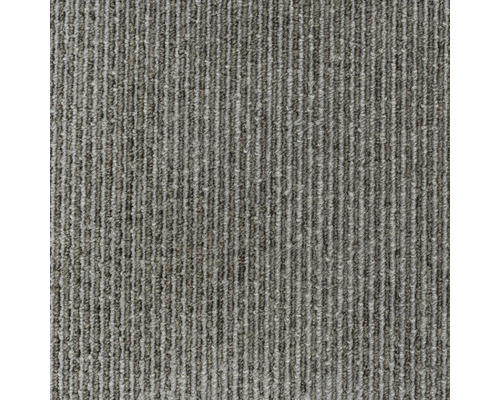 Detaljvy av en grå textilmatta med ett randigt mönster