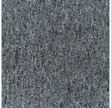 Närbild av en grå heltäckningsmatta med en öglad textur.