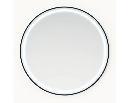 Spegel med belysning CORDIA Round Line Deluxe svart 60cm rund med touchsensor LED IP44 Rund spegel med ram