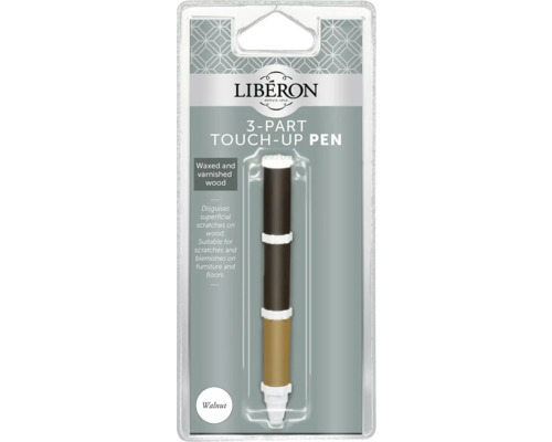 Retuschfilterpenna LIBERON valnöt Liberon 3-delad retuscheringspenna för vaxat och lackerat trä