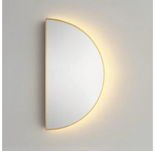 Halvcirkelformad väggspegel med belysning