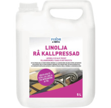 Kallpressad linolja från Fixor by Nitor i femlitersbehållare för träimpregnering