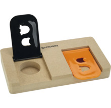 Kattleksak av trä med två reglage