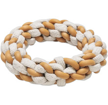 Hundleksaksring av rep och plast