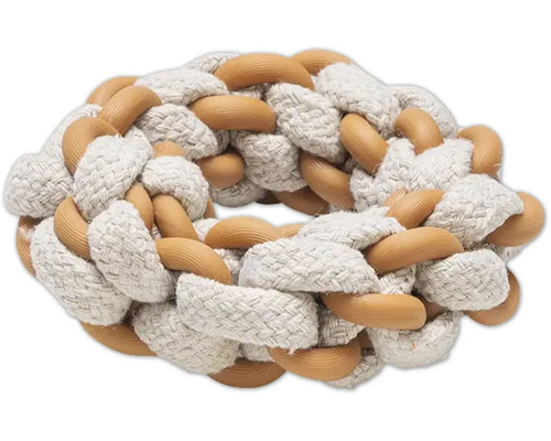 Hundleksak BEEZTEES Dental repring Puppy ca 14x14x3,2cm Flätad hundleksaksring av rep och gummi