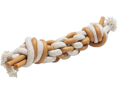 Hundleksak av rep och gummi