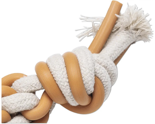 Hundleksak av rep och trä