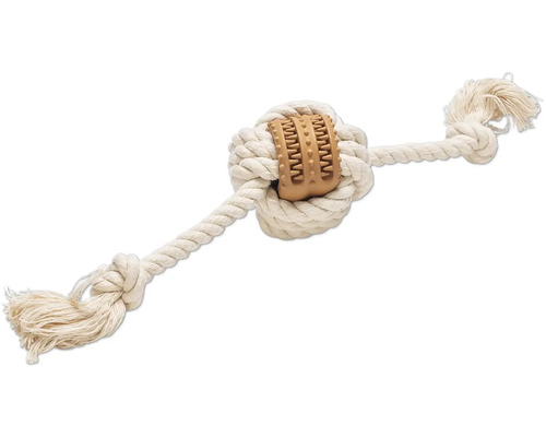 Hundleksak BEEZTEES Dental repknut Puppy ca 20x6,5x 6,5cm Hundleksak av bomullsrep med gummiinsats