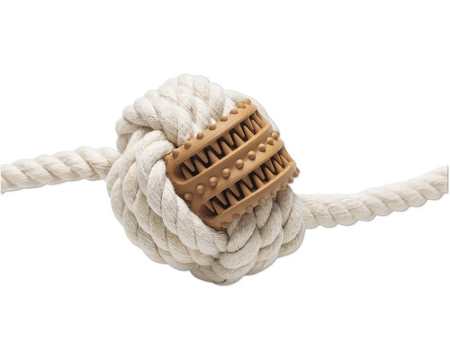 Hundleksak av rep med tandrengöringselement