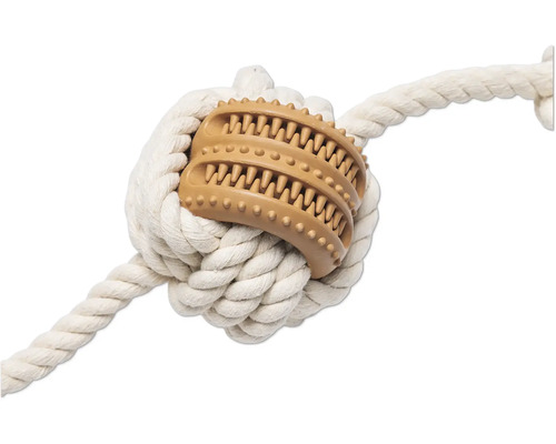 Hundleksak av rep med tandrengöringselement