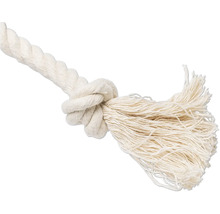Vitt rep med knut och fransig ände