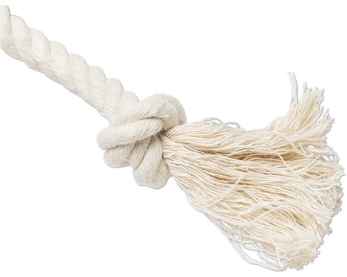 Vitt rep med knut och fransig ände