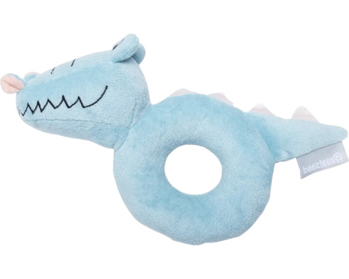 Hundleksak BEEZTEES Puppy skallra Krokie plysch ca 24x14x6cm blå Mjukdjur krokodil som skallra