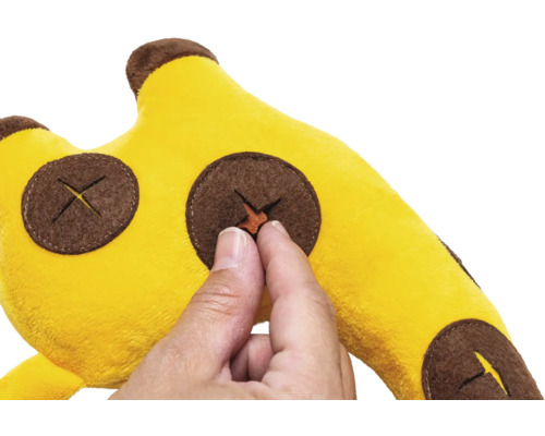 Mjukdjur med kardborreband för fastsättning.